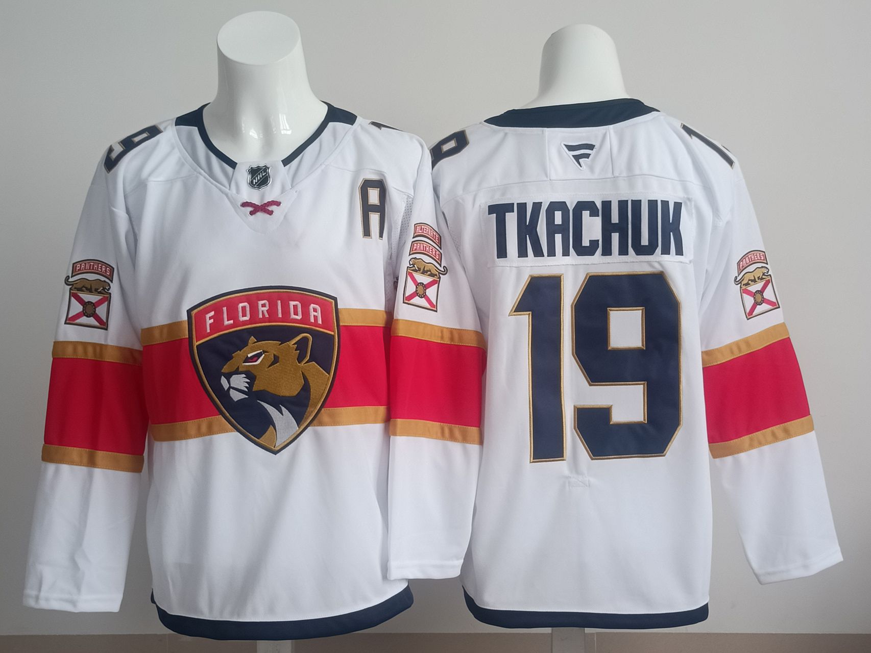 Men 2025 Florida Panthers #19 Tkachuk White Fanatics Home Premium NHL Jersey style 4